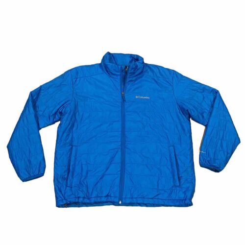 Columbia Omni Heat Puffer Jacket Men’s Size XL Blue Silver Zip Up Packable Coat - Picture 1 of 16