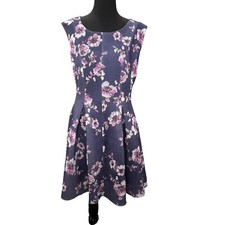 Torrid Dress Mesh Floral Print Pleated Skater Mini Plus size 26 Blue Pink