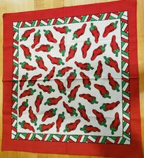 Vintage Bandana 100% Cotton Made in the USA Bright RED Chili Peppers 22x21