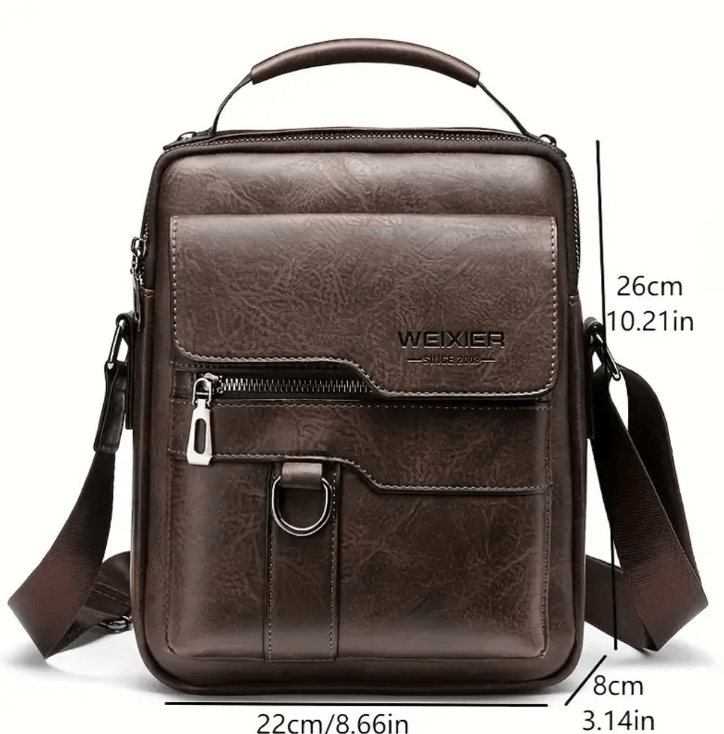 Vintage Brown Shoulder Bag with Multi-Pockets for Office & Travel NWT WEIXIER