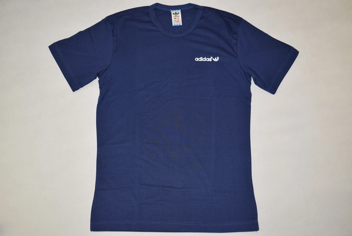 Adidas T Shirt Sport Vintage Deadstock 80er 80s Blau Spellout Logo