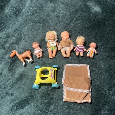 A Lot of 8 Vintage Plastic L'Il Babies Dolls and Accessories. Made In Japan Rare