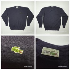 VINTAGE MEN'S CHEMISE LACOSTE WOOL BLEND BLUE SWEATER MADE IN FRANCE SIZE 4