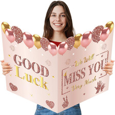Retirement We Will Miss You Greeting Card for Coworkers Women, Pink Rose Gold Gu
