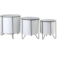 ÜBertopf Blumentopf 3Er Set Weiß Schwarz Aus Metall Pflanztopf Rund Loft Deko