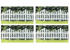 4 White Picket Fence Wood Effect Plastic Edging Flexi Garden Flower Bed Lawn