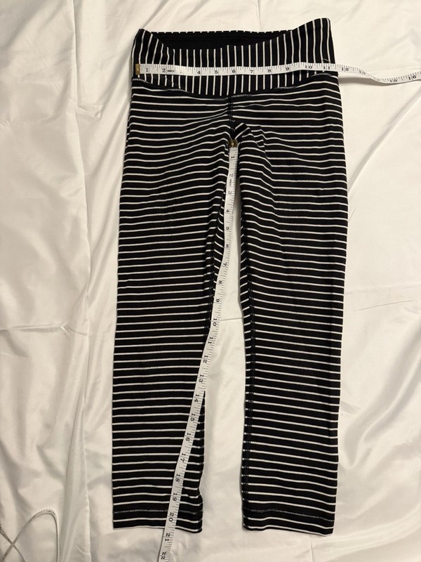 lululemon Wunder Under Women's Leggings 6 Black/White Striped High Rise 20”