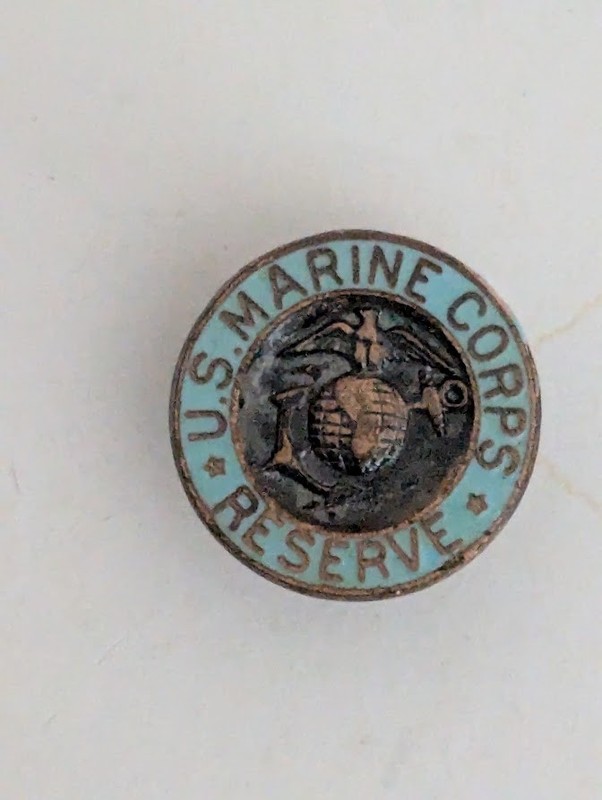 US Marine Corps Reserve Lapel Button Hole Pin Blue USMC WWII USA Military Vintag