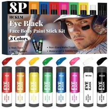 8 Packs Baseball Eye Black,Anti-glare Sweatproof Eyeblack Sticks