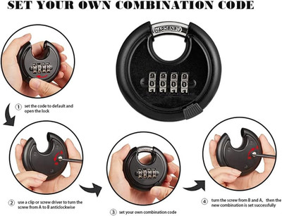70mm Combination Discus Lock， Disc Padlock Combination for Garage, Outdoor Fe...