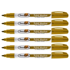 Thornton's Art Supply Oil-Based Paint Marker, Fine Point, Gold Ink, 6 Count