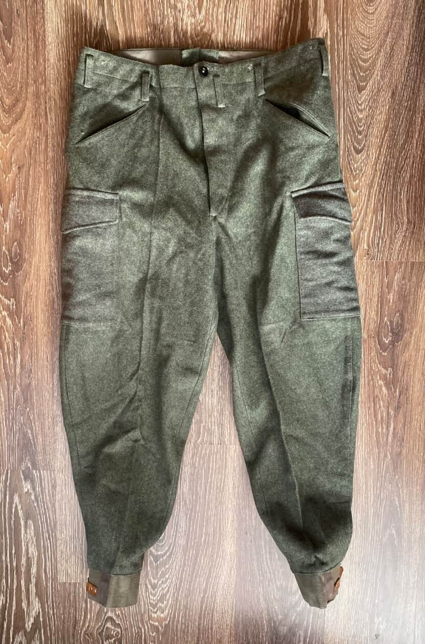 vintage 38x32 swedish WW2 army pants WOOL military green 1941 sweden CARGO 102k