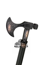 AURA Antique Axe Viking Walking Stick Canes Wood Two Fold Stick Best Father Gift