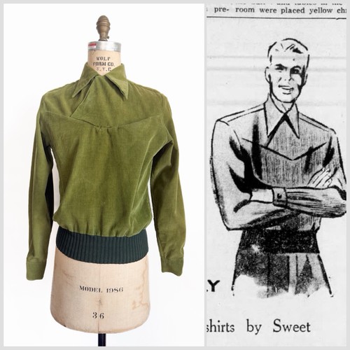 Fresh Vintage 1950s Corduroy Pullover Gaucho Shirt Togeroy S