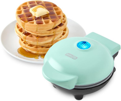 Dash Mini Waffle Maker, 4-Inch Ceramic Nonstick Cooking Surface, Aqua | Small