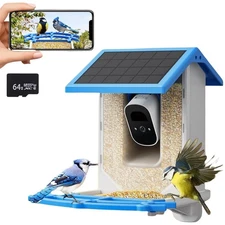 Smart Bird Feeder Camera - 4MP 2.5K Full HD, 64G TF Card Included, Solar Powe...