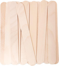 6 Inch Jumbo Wooden Multi-Purpose Wax Sticks 100 Pack. Large Popsicle Sticks, Ap
