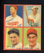 1935 GOUDEY #  3D BURLEIGH GRIMES CHUCK KLEIN KIKI CUYLER 547284 (KYCARDS)