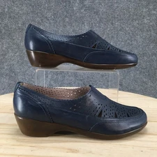 Easy Spirit Shoes Womens 8.5 M Duff Slip On Blue Leather Casual Comfort Block