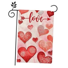 Valentine's Day Heart Garden Flag 12x18 Inch Double Sided Red Love Heart