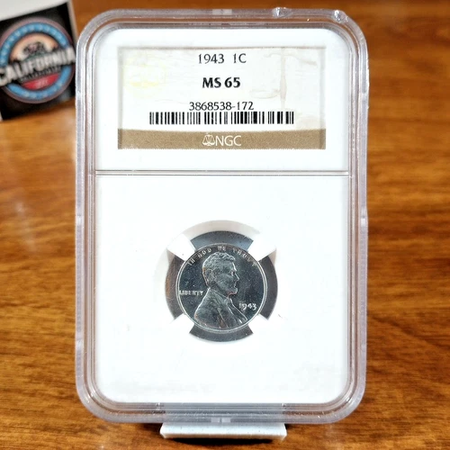 1943 1C MS 65 Steel Wheat Penny NGC 3868538-172 Graded in Capsule 1 Cent