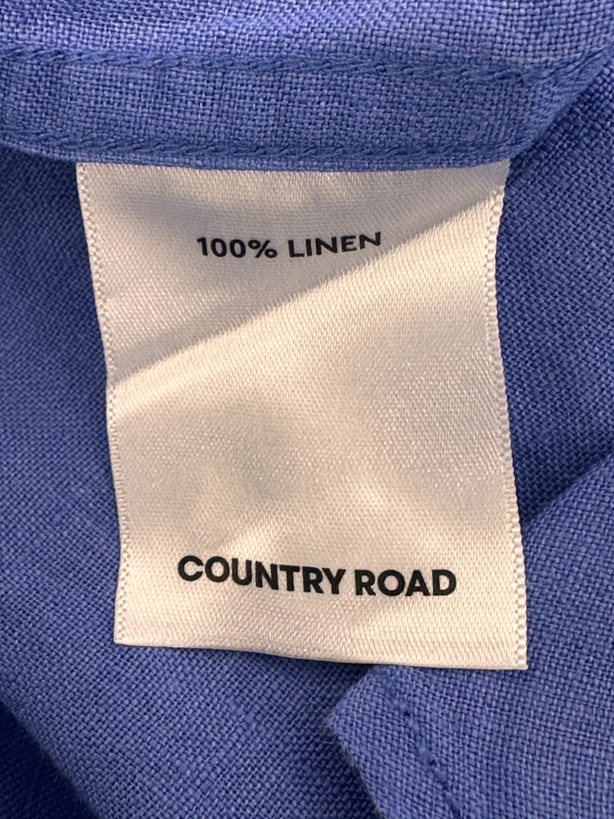 Country Road Top Women AU 6 Blue Organic Linen Button Up image 7