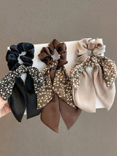 3pcs Women's Vintage French Fashion Simple  Elegant Ponytail Bow Ribbon Hair Sc