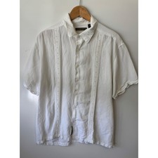 Cubavera Guayabera Shirt Cuban Camp Button Up Short Sleeve White XL