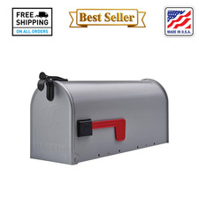 Grayson Gray, Medium, Steel, Post Mount Mailbox