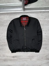 England Collared Harrington Jacket Tartan Lined Black Men’s British Bomber
