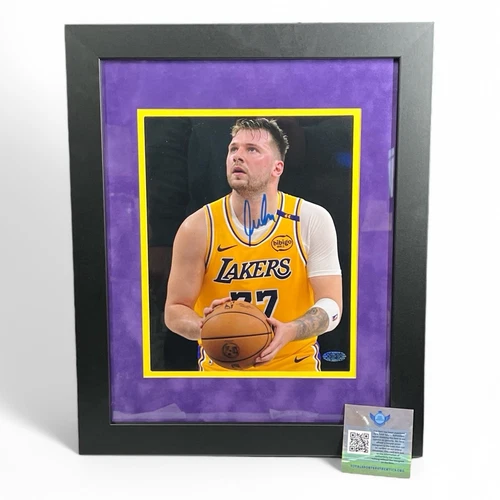 Luka Doncic Autographed Framed Photo 13”x16” Hand Signed LA LAKERS AUTO COA HOLO