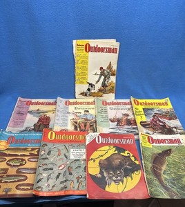 Vintage Lot of 9 OUTDOORSMAN Magazines 1949/1950 Hunting Fishing Camping