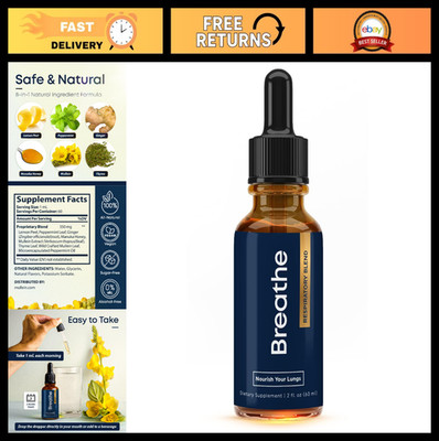 8-in-1 Mullein Drops for Lungs & Airways - Peppermint, Thyme Extract - Lung Deto