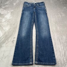 Ariat Real Jeans Girls 12 Blue Flared Relaxed Fit Medium Wash Entwined Pockets