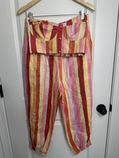 Farm Rio Women s Sunny Stripe Linen Corset Top And Pants Multicolor M