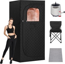 VIWAT Portable Steam Sauna Box, Home Sauna Tent w/ 1200W, Remote  Folding Chair