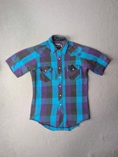 Vintage Style Wrangler Shirt Size 15.5 - 34 Short Sleeve Pearl Snap X-Long Tails