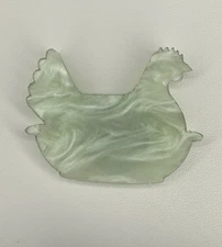 Plastic Acrylic Hen on Nest Chicken Light Green Pearlescent Magnet