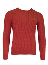 GANT Men's Bright Red Cotton Cable Crew Sweater 80051 Size M 155 NWT