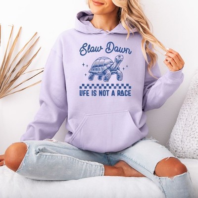 Slow Down Life Is Not A Race Turtle Mindful Living Damen Grafik Hoodie
