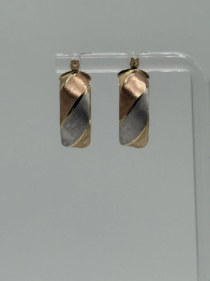 Milor Italy 14kt Tri-Color Gold Hoop Earrings - Image 4 of 4