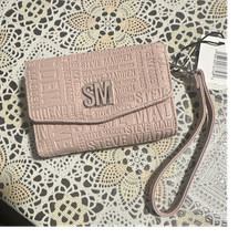 Steve Madden Pink Wristlet Wallet with Logo and Zippered Coin Pouch