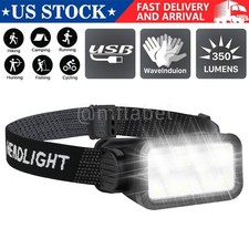 COB LED Headlamp USB Rechargeable Headlight Torch Work Light Bar Head Band Lamp