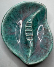 Vintage Turquoise Green Ceramic Leaf Ashtray ...