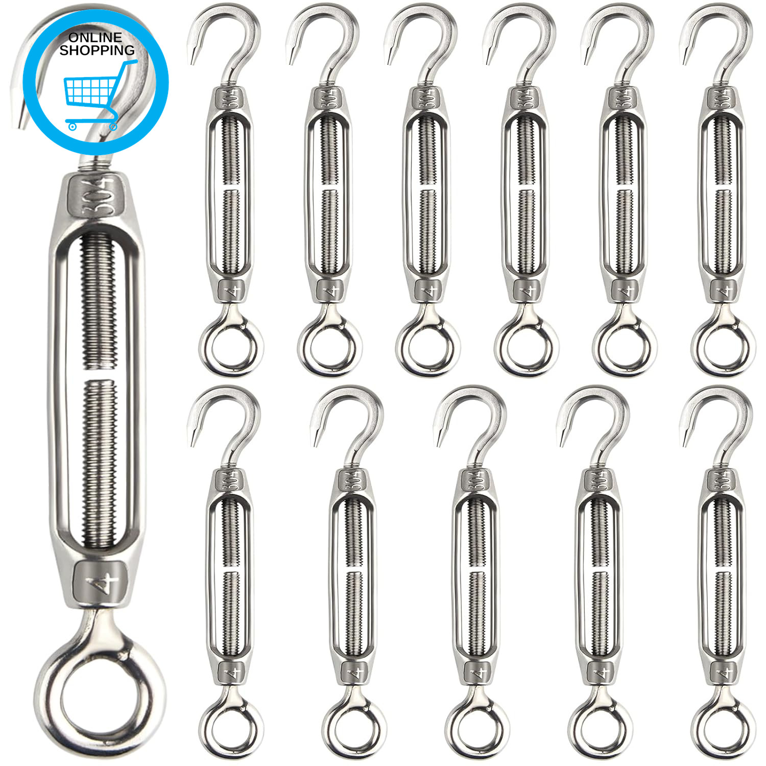 Turnbuckle Wire Tensioner M4 Eye Stainless Steel Hook Outdoor Hanging Tensioners