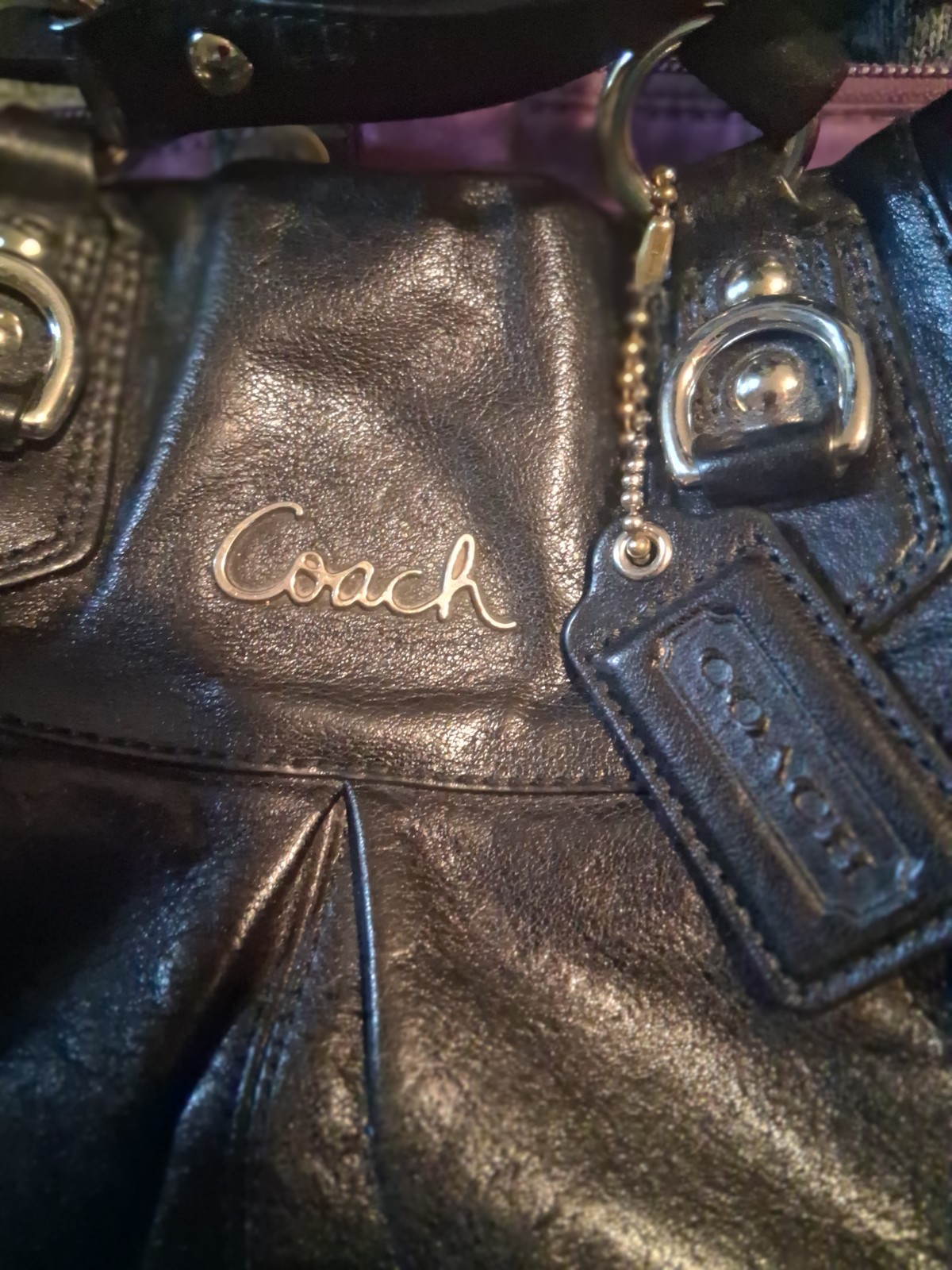 COACH Ashley Black Leather Satchel Shoulder Bag