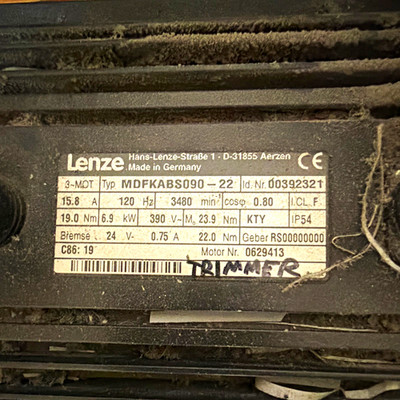 Lenze MDFKABS090-22 3-Phase AC Servo Motor 390V 6.9kW 3480RPM IP54