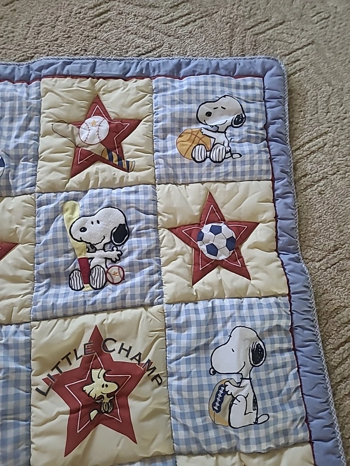 Edredón de cama para bebé Snoopy Little Champ Sports Star Peanuts Woodstock  Foto 4 de 4