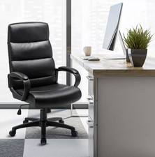 MALAGA High Back Bonded Leather Executive Office Desk Swivel Chair Cushion Seat