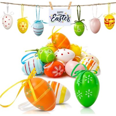 24 x Easter Eggs for Hanging, 6 cm Plastic Easter Eggs, Colourful Easter Eggs...